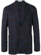 Boglioli Checked Blazer, Men's, Size: 56, Blue, Virgin Wool/cotton/polyamide/cupro