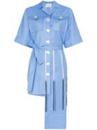 George Keburia Asymmetric Mini Shirt Dress - Blue