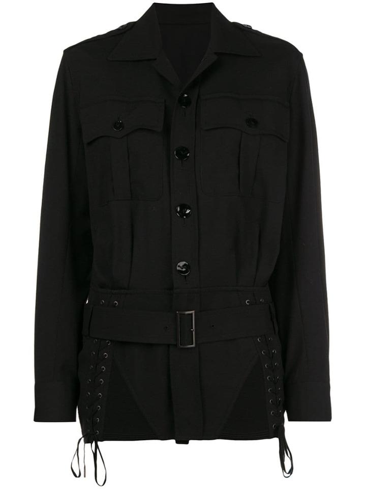 Jean Paul Gaultier Vintage Lace-up Detailing Belted Jacket - Black