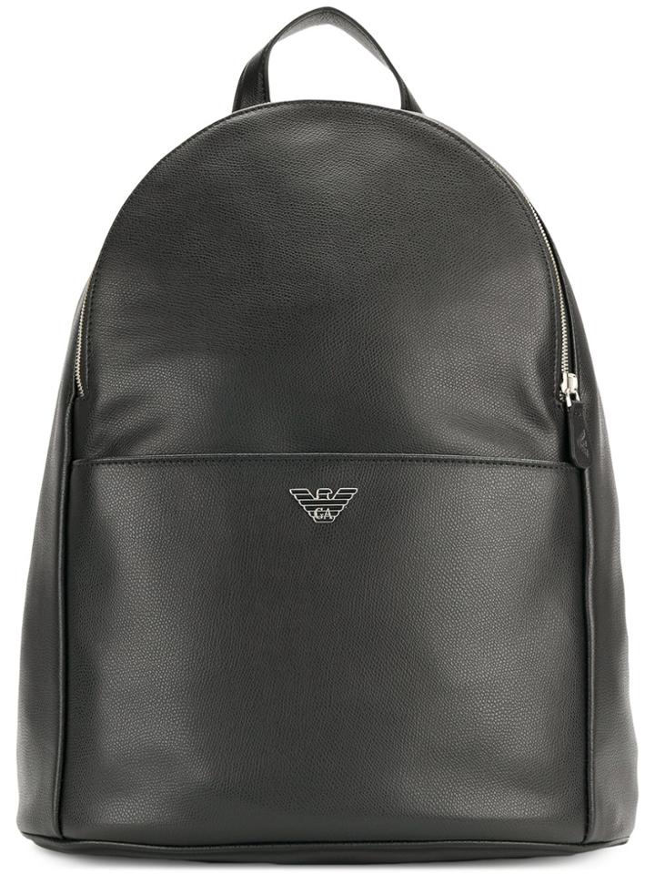 Emporio Armani Logo Plaque Backpack - Black