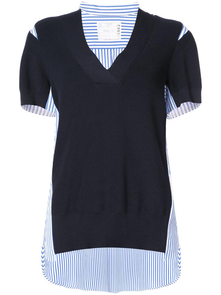Sacai Ruffle Embellished Sweater - Blue