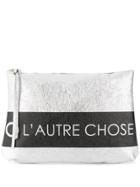 L'autre Chose Logo Print Clutch Bag - Silver