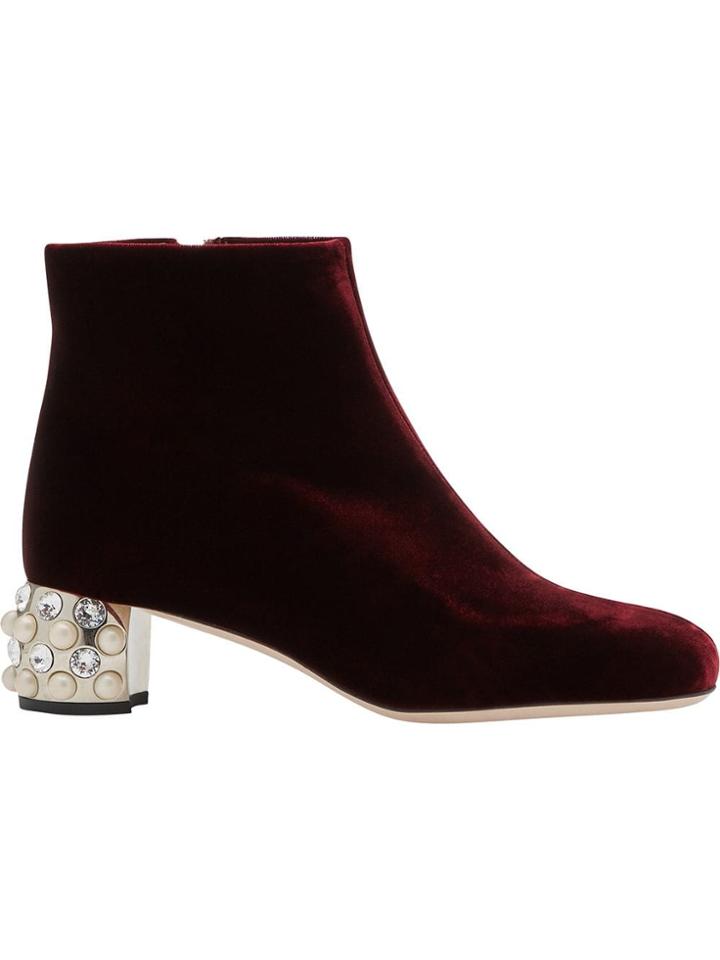 Miu Miu Pearl Embellished Boots - Pink & Purple