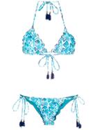 Brigitte Triangle Bikini Set - Blue, White, Navy