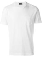 Drumohr Chest Pocket T-shirt, Men's, Size: 52, White, Linen/flax/cotton/spandex/elastane