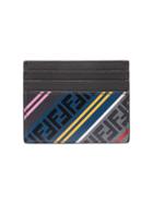 Fendi Multicoloured Ff Logo Leather Cardholder - Grey