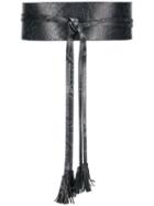 Twin-set Python Print Belt With Tassels - Grey