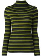 P.a.r.o.s.h. Roll Neck Striped Pullover, Women's, Size: Large, Green, Acrylic/virgin Wool