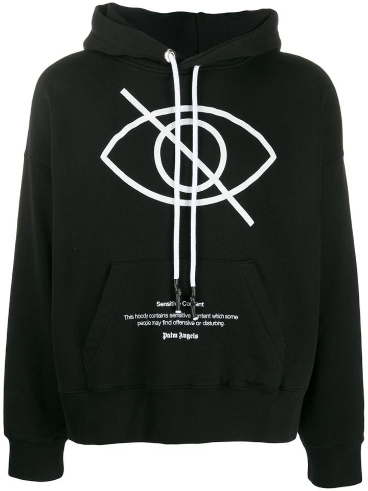 Palm Angels Sensitive Content Print Hoodie - Black