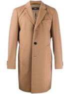 Boss Hugo Boss Fitted Single-breasted Coat - Brown