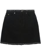 Saint Laurent Studded Denim Skirt, Women's, Size: 28, Black, Cotton