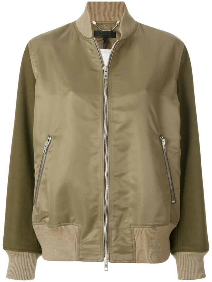 Rag & Bone Contrasting Sleeves Bomber Jacket - Green