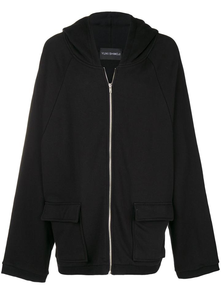 Yuiki Shimoji Graphic Print Zipped Hoodie - Black