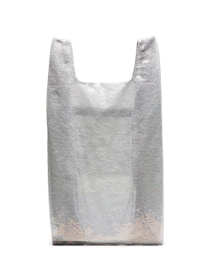 Ashish White Large Sequin Nylon Tote Bag - Neutrals