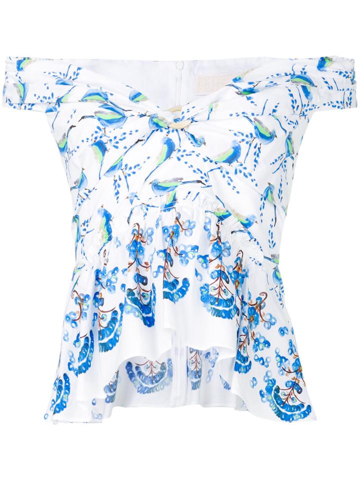 Peter Pilotto - Bird Print Top - Women - Cotton/polyamide/spandex/elastane - 10, Cotton/polyamide/spandex/elastane