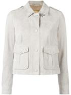 Fay Front Pockets Leather Jacket - Grey