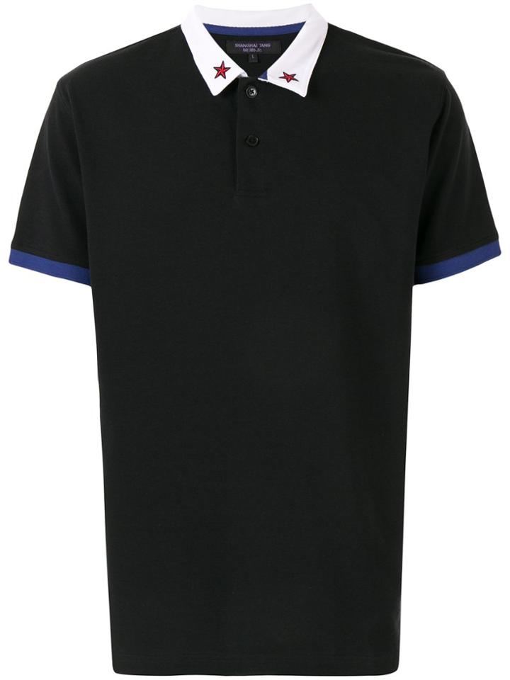 Shanghai Tang Star Collar Polo Shirt - Black