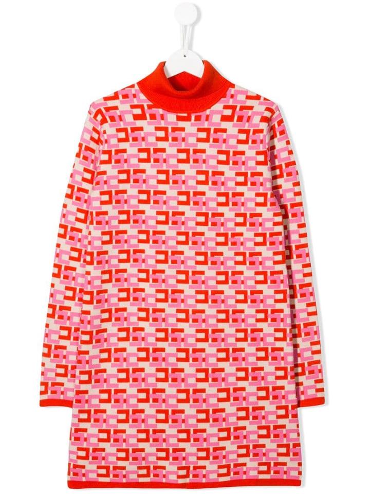 Elisabetta Franchi La Mia Bambina Logo Print Shift Dress - Pink