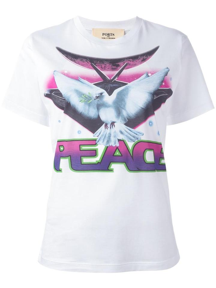Ports 1961 'peace' Print T-shirt, Women's, Size: Small, White, Cotton