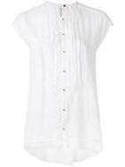 Pas De Calais - Ruffled Front Blouse - Women - Cotton - 36, White, Cotton