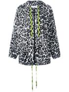 Marc Jacobs Leopard Print Hooded Jacket, Women's, Size: Large, Black, Polyester