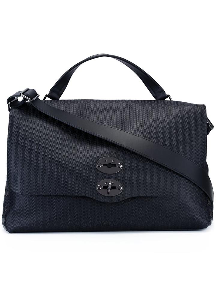 Zanellato Embossed Large Tote, Men's, Black, Leather