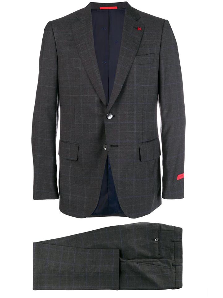 Isaia Checked Two-piece Suit - Grey