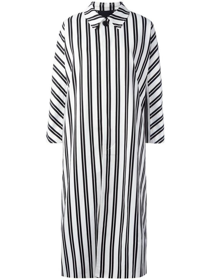 Balenciaga Striped Midi Coat, Women's, Size: 36, White, Cotton