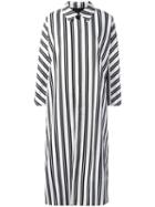 Balenciaga Striped Midi Coat, Women's, Size: 36, White, Cotton