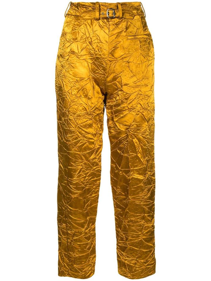 Sies Marjan Metallic Wrinkle Effect Trousers - Gold
