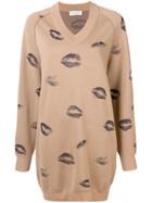 Sonia Rykiel Kiss Print Sweater Dress - Nude & Neutrals
