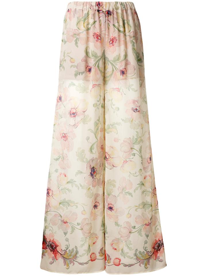 7 For All Mankind Floral Palazzo Pants - Nude & Neutrals