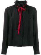 Miu Miu Ruffled Ribbon-neck Blouse - Black