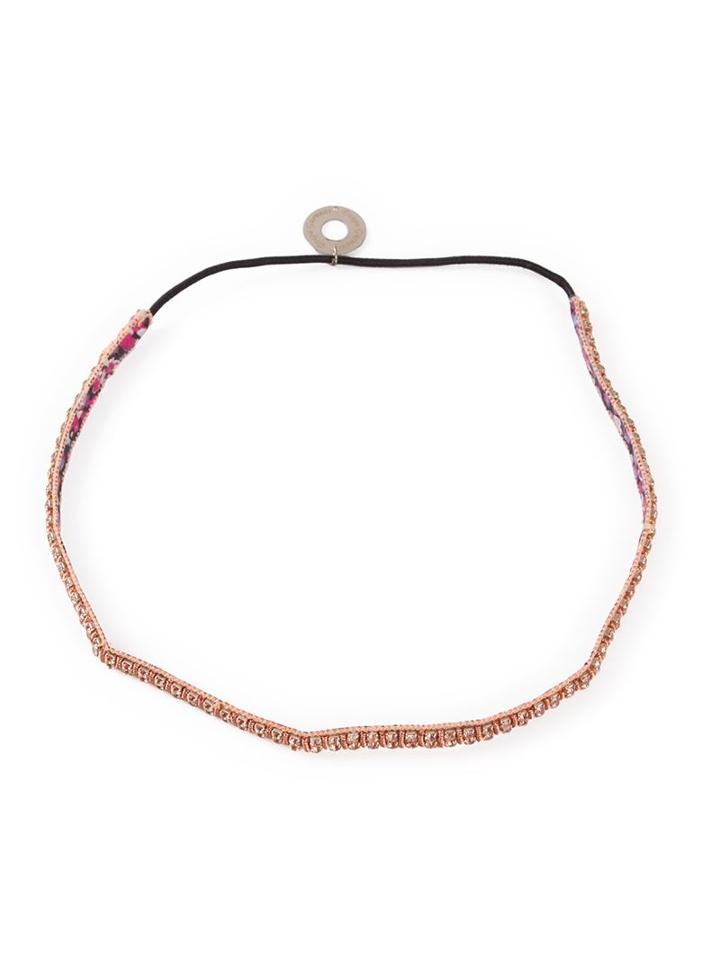 Serpui Embellished Headband, Women's, Pink/purple, Leather