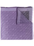 Emporio Armani Logo Embroidered Scarf - Purple