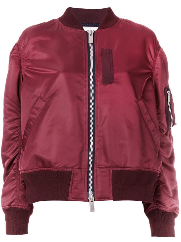 Sacai - Sheen Bomber Jacket - Women - Cotton/nylon/polyester/cupro - 2, Pink/purple, Cotton/nylon/polyester/cupro