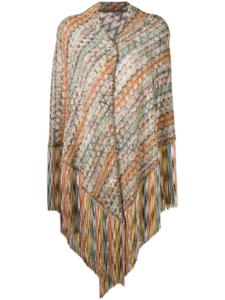 Missoni Geometric Embroidery Poncho - Neutrals