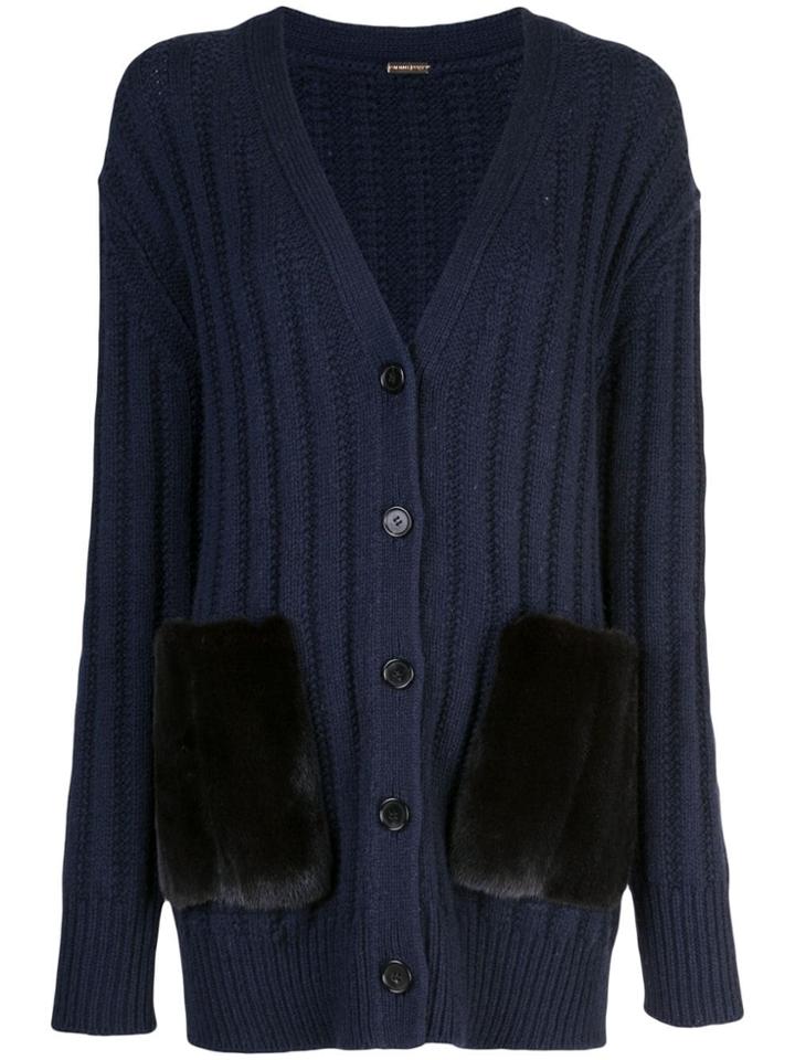 Adam Lippes Ribbed Knit Cardigan - Blue