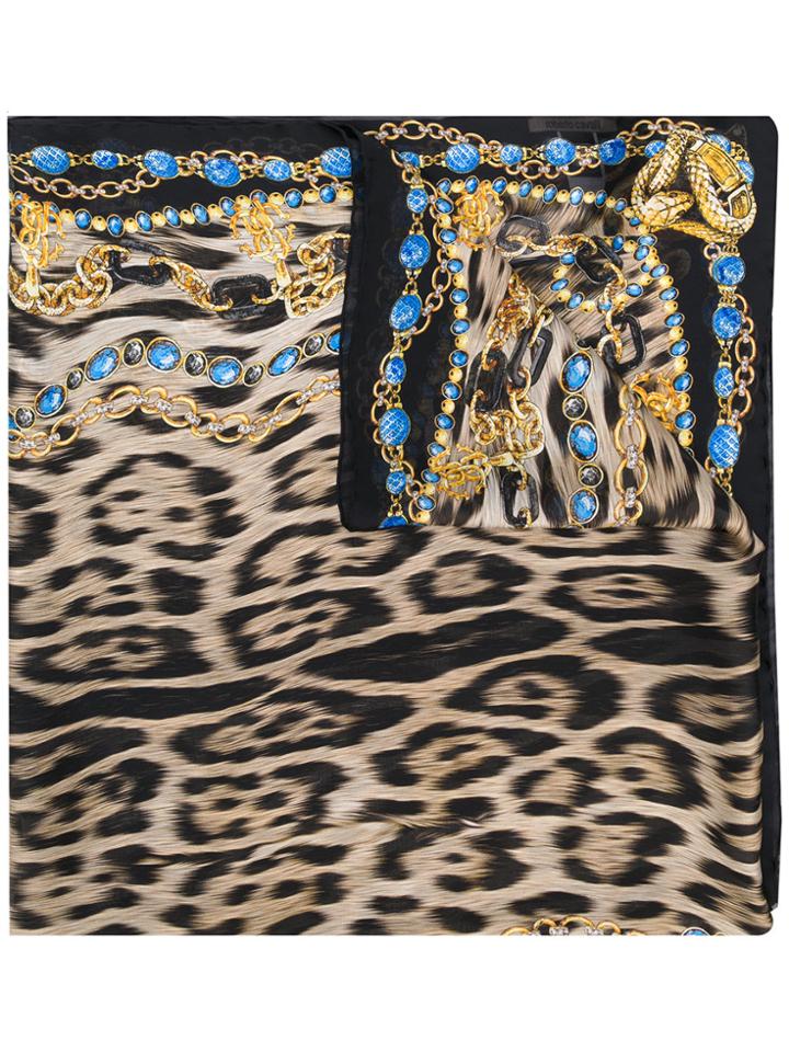 Roberto Cavalli Animalier Print Scarf - Black