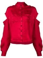 Andrea Ya'aqov Satin Shirt With Arm Cut-outs - Red