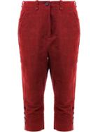 Masnada Button Detail Cropped Trousers - Red