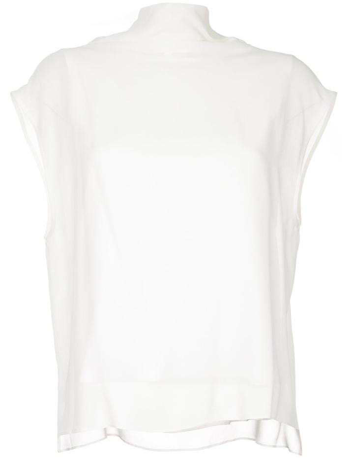 Jean Paul Knott High Neck Layered Top - White