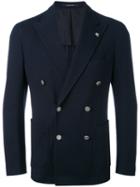Tagliatore - Logo Pin Blazer - Men - Cotton/cupro - 54, Blue, Cotton/cupro