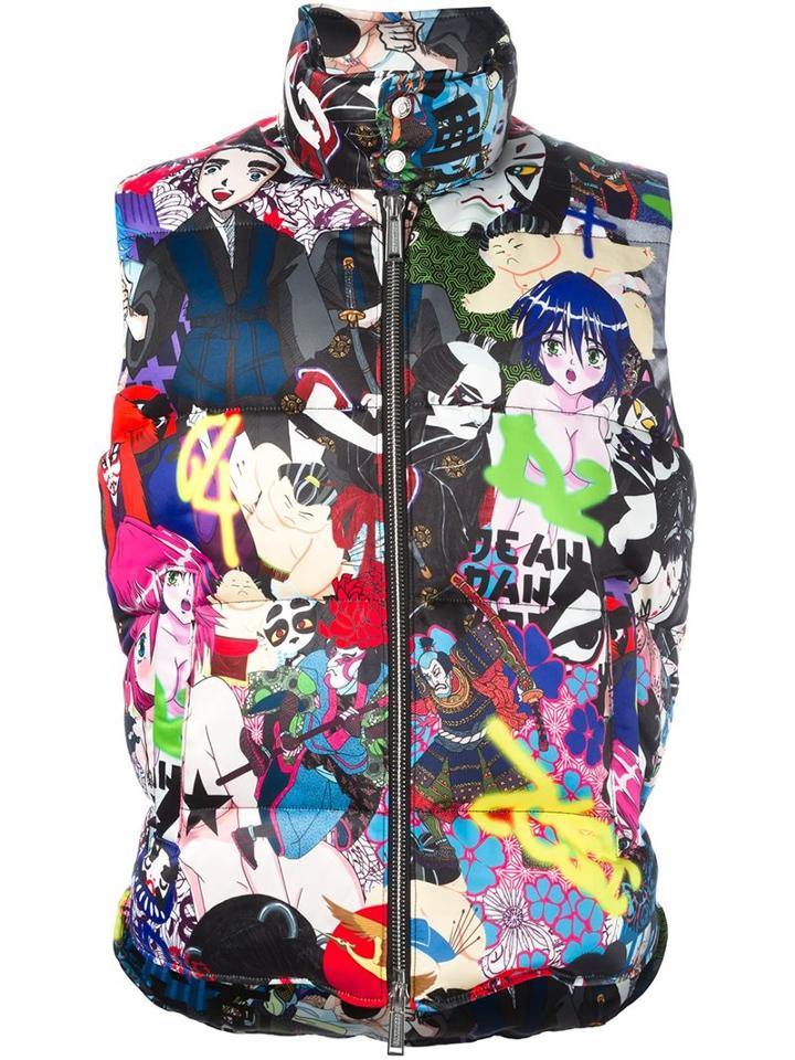 Dsquared2 All-over 'manga' Gilet, Men's, Size: 48, Polyester/polyamide/feather Down