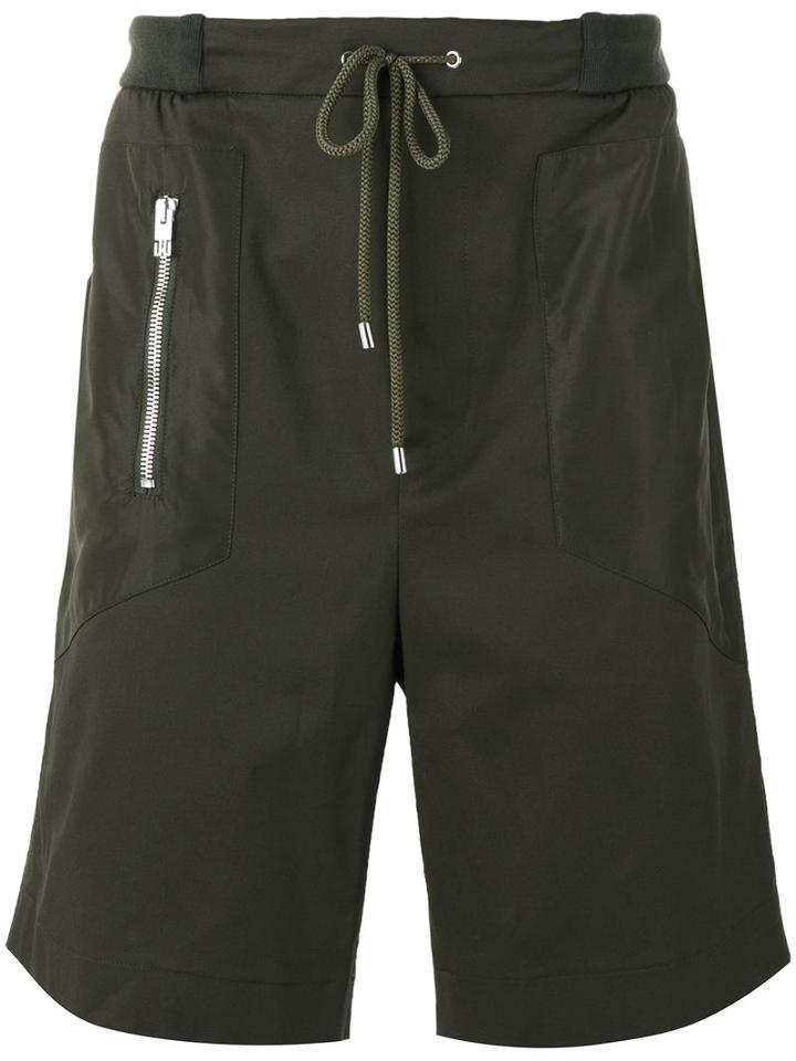 Les Hommes Urban - Drawstring Track Shorts - Men - Cotton/polyester/spandex/elastane - 52, Green, Cotton/polyester/spandex/elastane