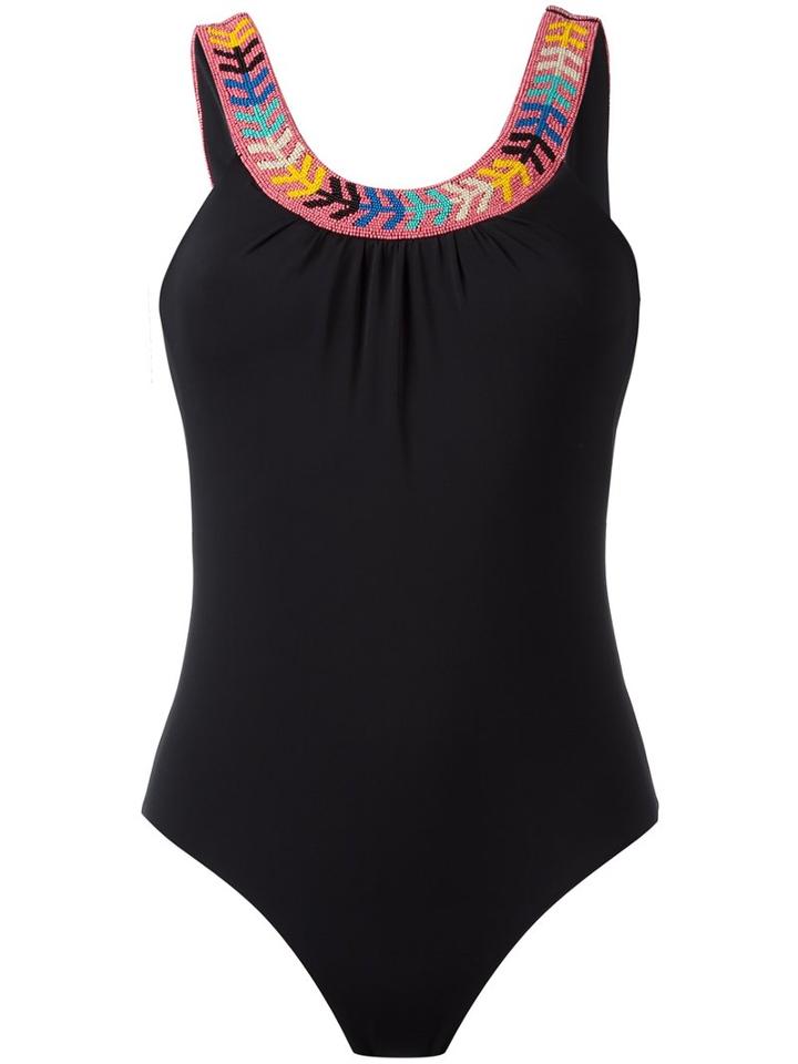 Mara Hoffman Beaded Neckline Swimsuit, Women's, Size: Small, Black, Nylon/spandex/elastane
