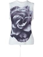Mcq Alexander Mcqueen Rose Print Sheer Top, Women's, Size: 40, White, Polyester