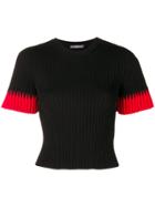 Alexander Mcqueen Cropped Ribbed Knit Top - Black