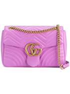 Gucci 'gg Marmont' Shoulder Bag, Women's, Pink/purple, Leather/suede/metal