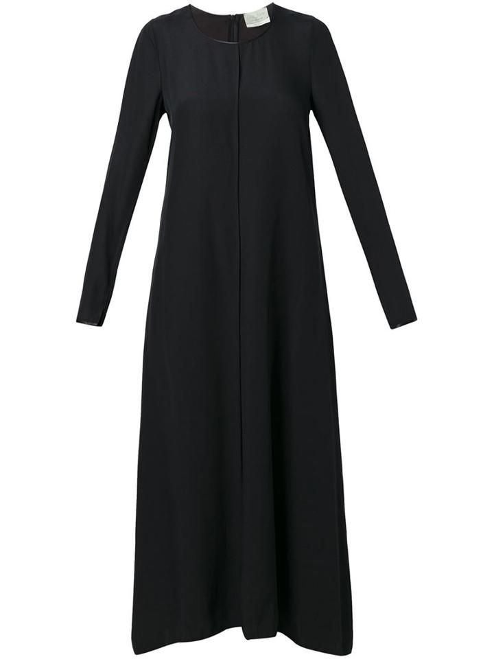 Forte Forte Crewneck Flared Long Dress, Women's, Size: 1, Black, Viscose